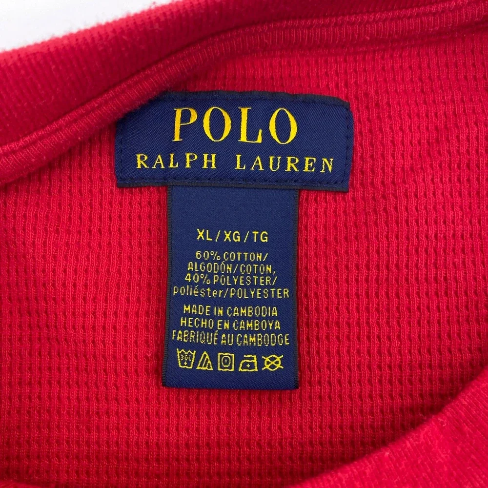 Polo Ralph Lauren Thermal Shirt Mens Extra Large Red Waffle Knit Outdoors Casual